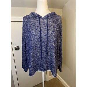 Eileen Fisher Linen and Cotton Blend Sweater Blue and White Size Medium